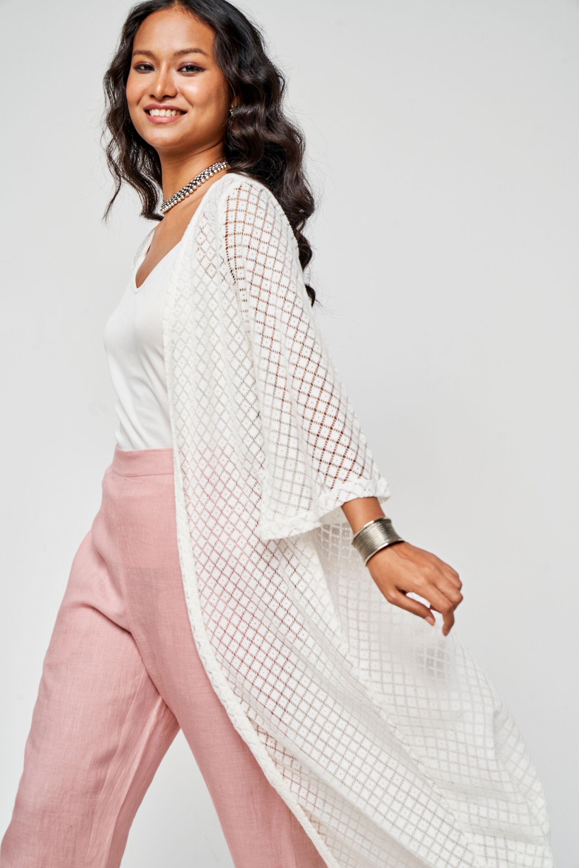 White Tie-Up Cape, Off White, image 5